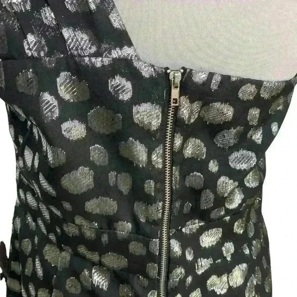 Gianni Bini Y2K One Shoulder black with metallic silver threaded spots-size 10 - Picture 6 of 11